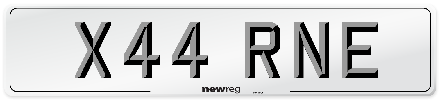 X44 RNE Number Plate from New Reg